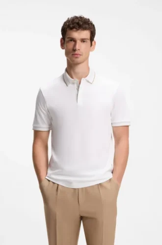 Polo i slim fit i merceriserad bomull