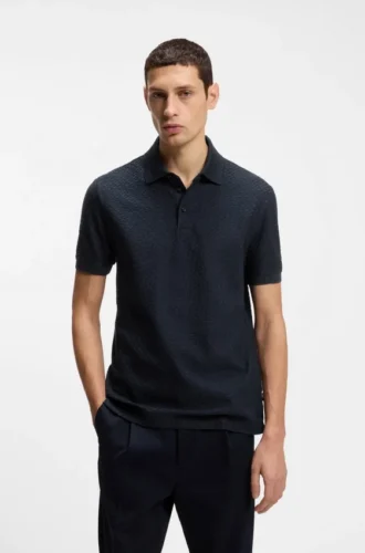 Polotröja i bomull med monogramjacquard