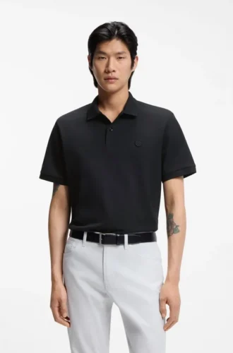 Polotröja i bomullspiqué med Double B-monogram