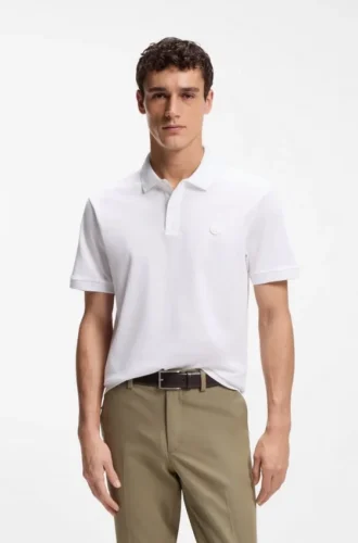 Polotröja i bomullspiqué med Double B-monogram