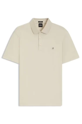 Polotröja med dubbelt monogram i merceriserad bomull
