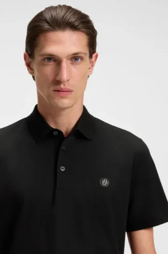 Polotröja med dubbelt monogram i merceriserad bomull