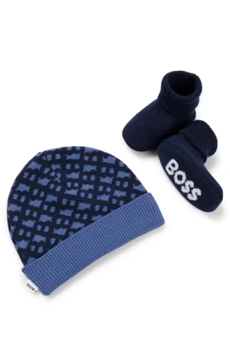Presentförpackat set med hatt och tofflor för spädbarn