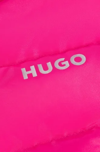 Puffjacka med huva för barn med glansigt logotryck