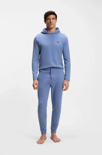 Pyjamas-hoodie i bomullsblandning med våffelstruktur