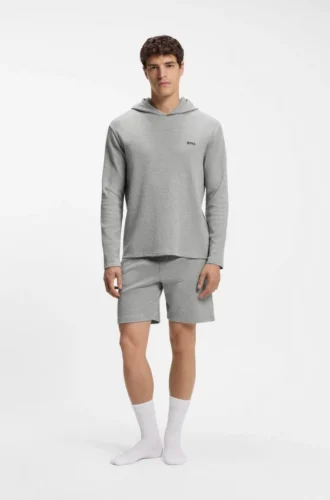 Pyjamas-hoodie i bomullsblandning med våffelstruktur