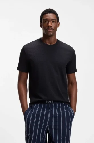 Pyjamas-T-shirt i bomull med tryckt logotyp