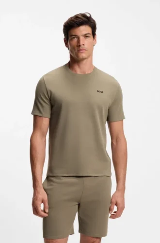 Pyjamas-T-shirt i bomullsblandning med broderat logo