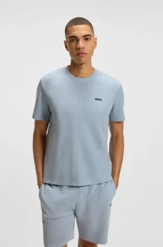 Pyjamas-T-shirt i bomullsblandning med broderat logo