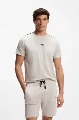 Pyjamas-T-shirt i bomullsblandning med färgblockering