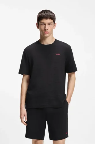 Pyjamas-T-shirt med broderad logotyp i bomullsblandning
