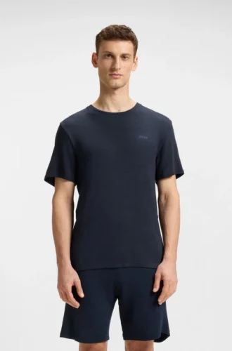 Pyjamas-T-shirt med broderad logotyp i stretchjersey