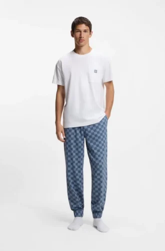 Pyjamas-T-shirt med staplat logo i stretchbomull