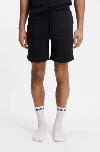 Pyjamasbyxor i bomull med dragsko och tryckt logotyp