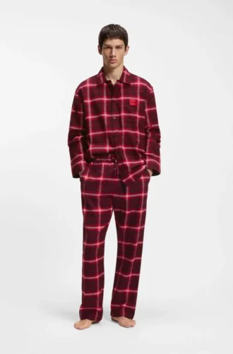 Pyjamasbyxor med logotyp i midjan i rutig bomull