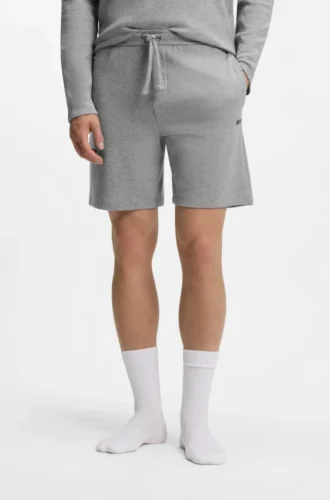 Pyjamashorts i bomullsblandning med broderad logotyp