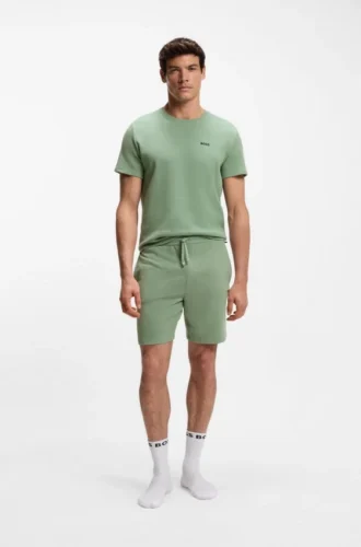 Pyjamashorts i bomullsblandning med broderad logotyp