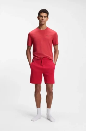 Pyjamashorts i bomullsblandning med broderad logotyp