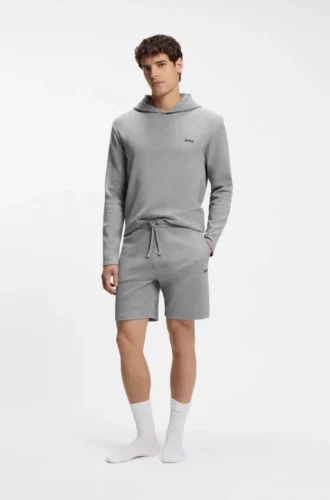 Pyjamashorts i bomullsblandning med broderad logotyp