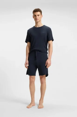 Pyjamashorts i stretchjersey med broderad logotyp