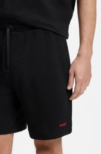 Pyjamashorts med broderad logotyp i bomullsblandning