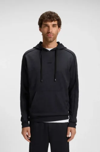 Quiltad jacquard-hoodie i normal passform