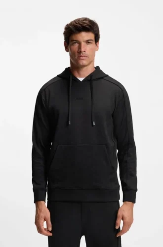 Quiltad jacquard-hoodie i normal passform