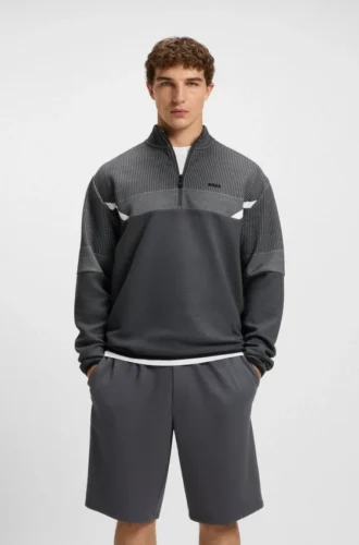 Quiltad jacquard-sweatshirt i avslappnad passform