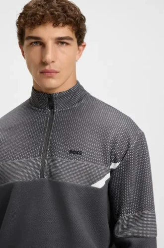 Quiltad jacquard-sweatshirt i avslappnad passform