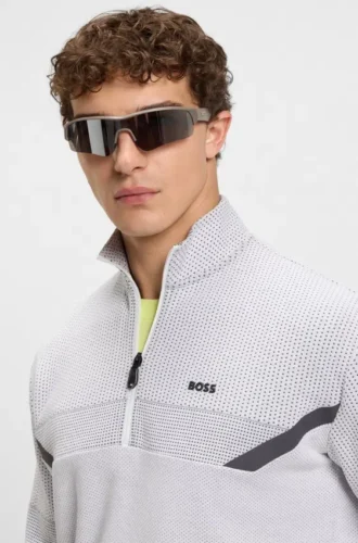 Quiltad jacquard-sweatshirt i avslappnad passform