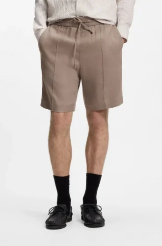 Raka shorts i linneblandning
