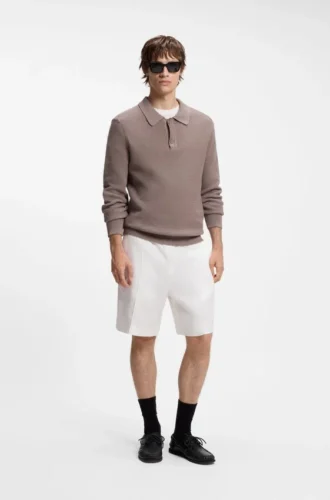 Raka shorts i linneblandning