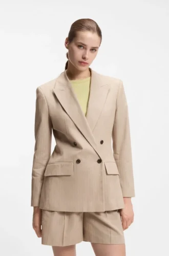 Randig blazer i normal passform i en bomullsblandning