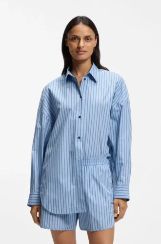 Randig blusar i oversized-passform i bomullspoplin