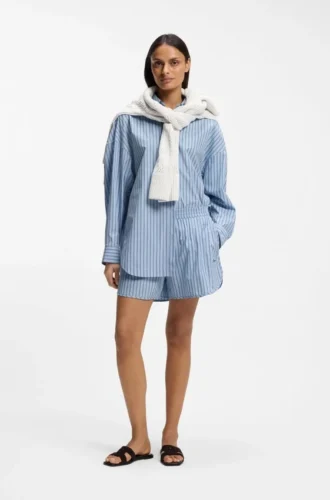 Randig blusar i oversized-passform i bomullspoplin