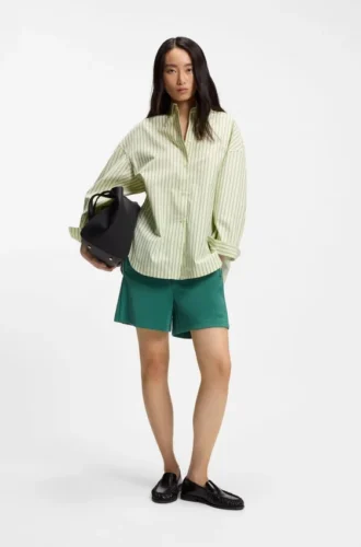 Randig blusar i oversized-passform i bomullspoplin