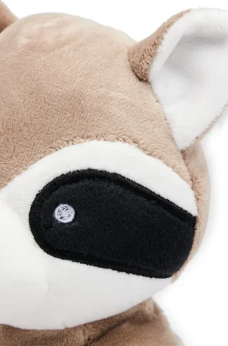 Röd panda i fuskpäls med märkeslogotyp för spädbarn