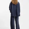 Rökblå blus i oversized-passform i styv denim