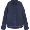Rökblå blus i oversized-passform i styv denim