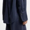 Rökblå blus i oversized-passform i styv denim