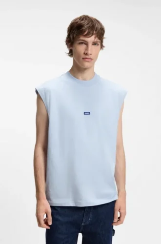 Ärmlös T-shirt i bomullsjersey med logodetalj