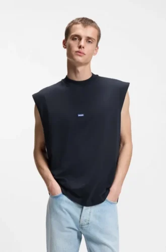 Ärmlös T-shirt i bomullsjersey med logodetalj