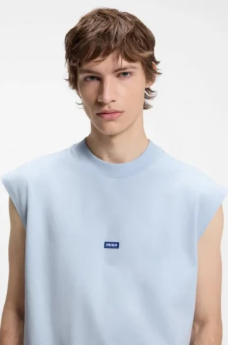 Ärmlös T-shirt i bomullsjersey med logodetalj