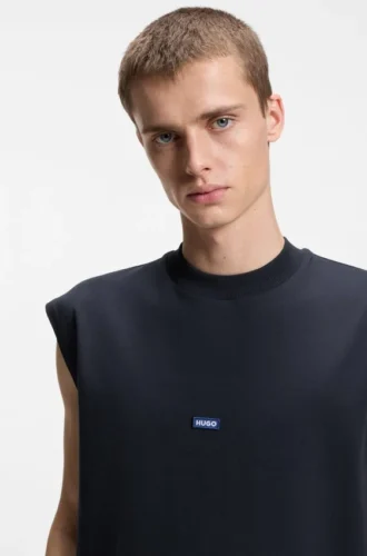 Ärmlös T-shirt i bomullsjersey med logodetalj