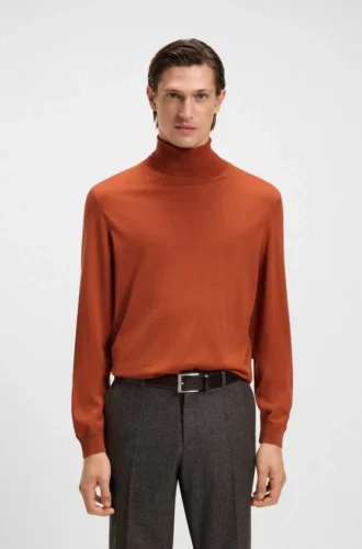 Rollneck-tröja i merinoull med smal passform