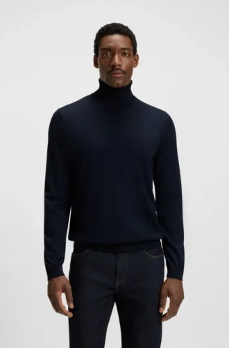 Rollneck-tröja i merinoull med smal passform