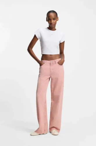 Rosa jeans i lös passform i styv denim
