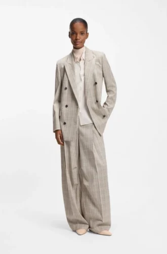 Rutig blazer i normal passform i stretchig ull