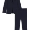 Rutig kostym i slim fit i stretchull