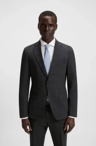 Rutig kostym i slim fit i stretchull